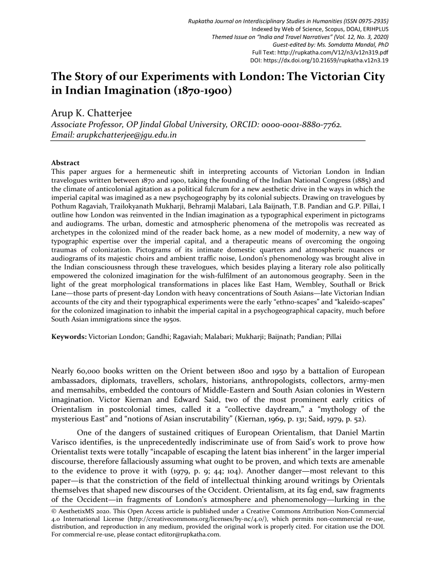 Pdf The Story Of Our Experiments With London The Victorian City In Indian Imagination 1870 1900