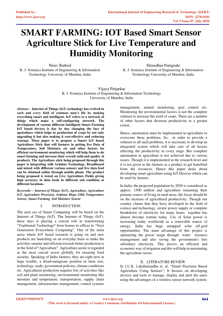 Smart agriculture for IOT Applications - Temperature and Humidity Sensor  Monitoring