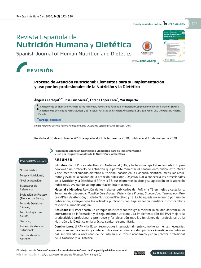 PDF) Proceso de Atención Nutricional: Elementos para su implementación y  uso por los profesionales de la Nutrición y la Dietética