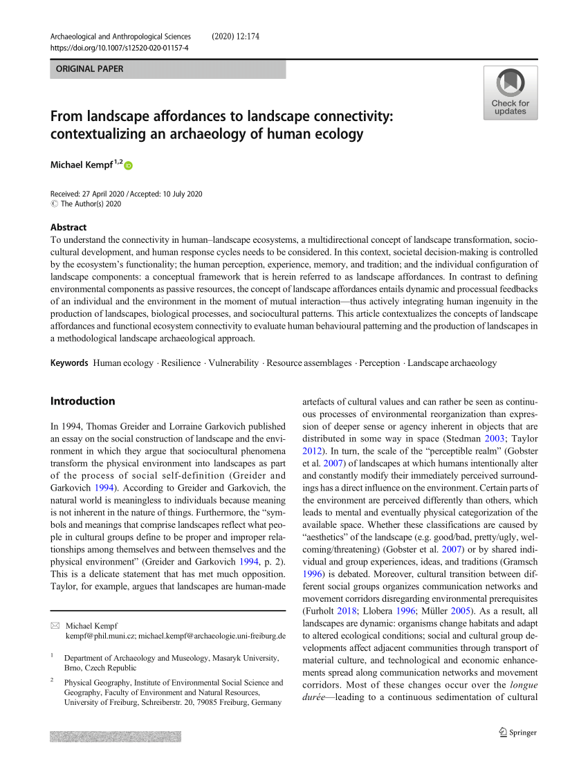 (PDF) From landscape affordances to landscape connectivity