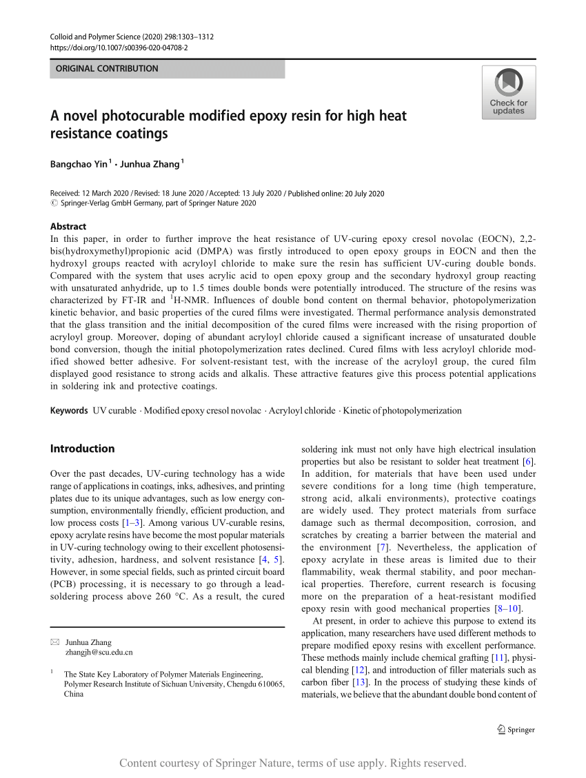 A novel UV-curable epoxy resin modified with cholic acid for high