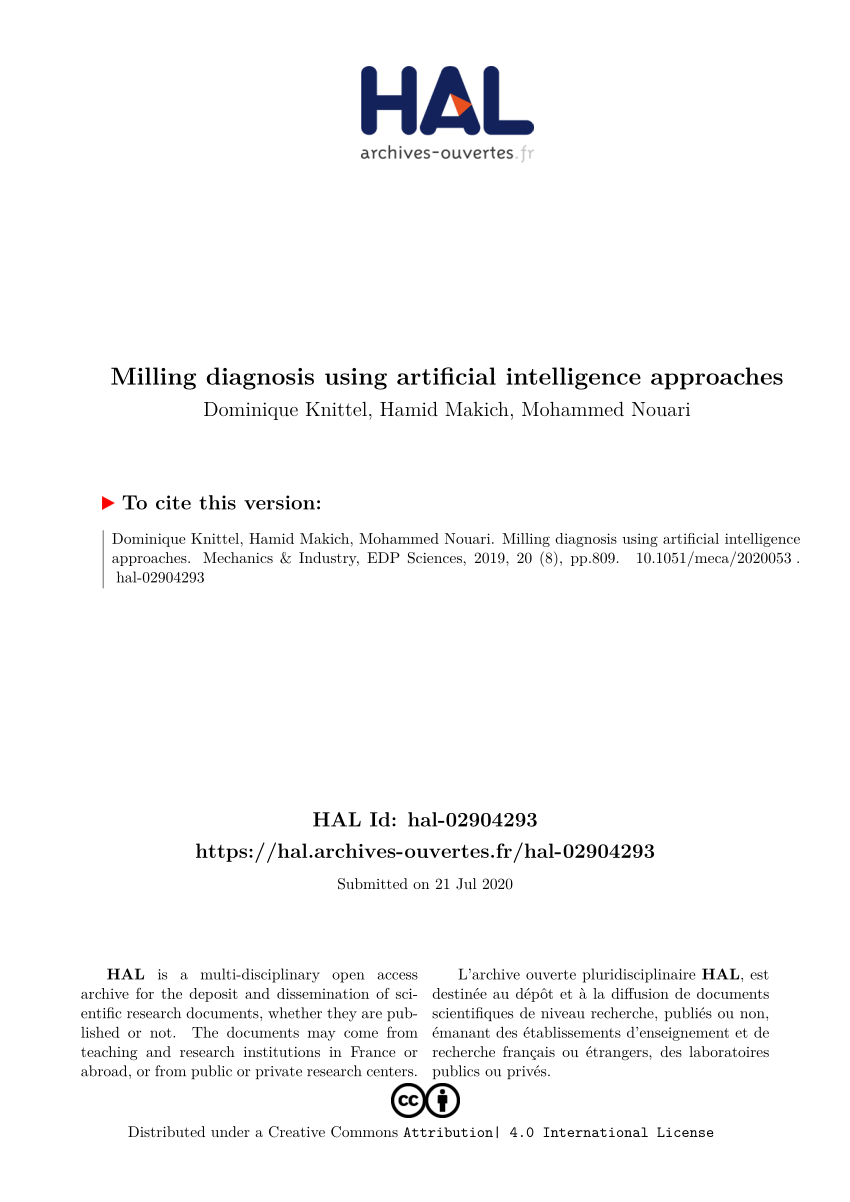 Pdf Milling Diagnosis Using Artificial Intelligence Approaches