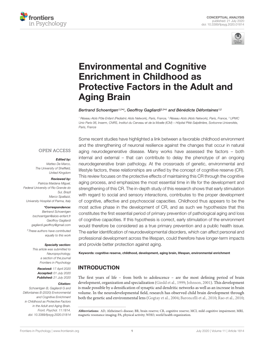 PDF) Environmental and Cognitive Enrichment in Childhood as ...