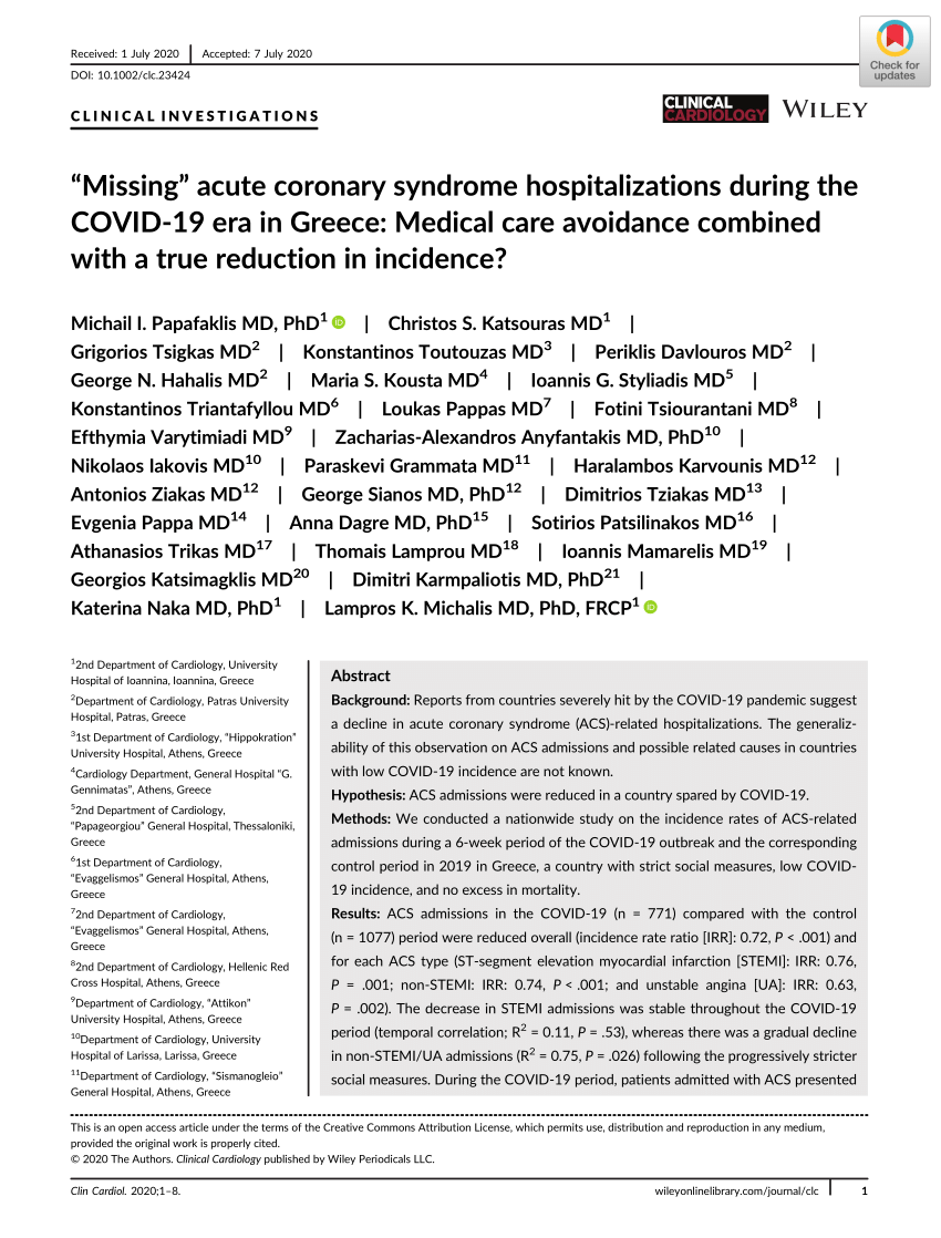 PDF) “Missing” acute coronary syndrome hospitalizations during the
