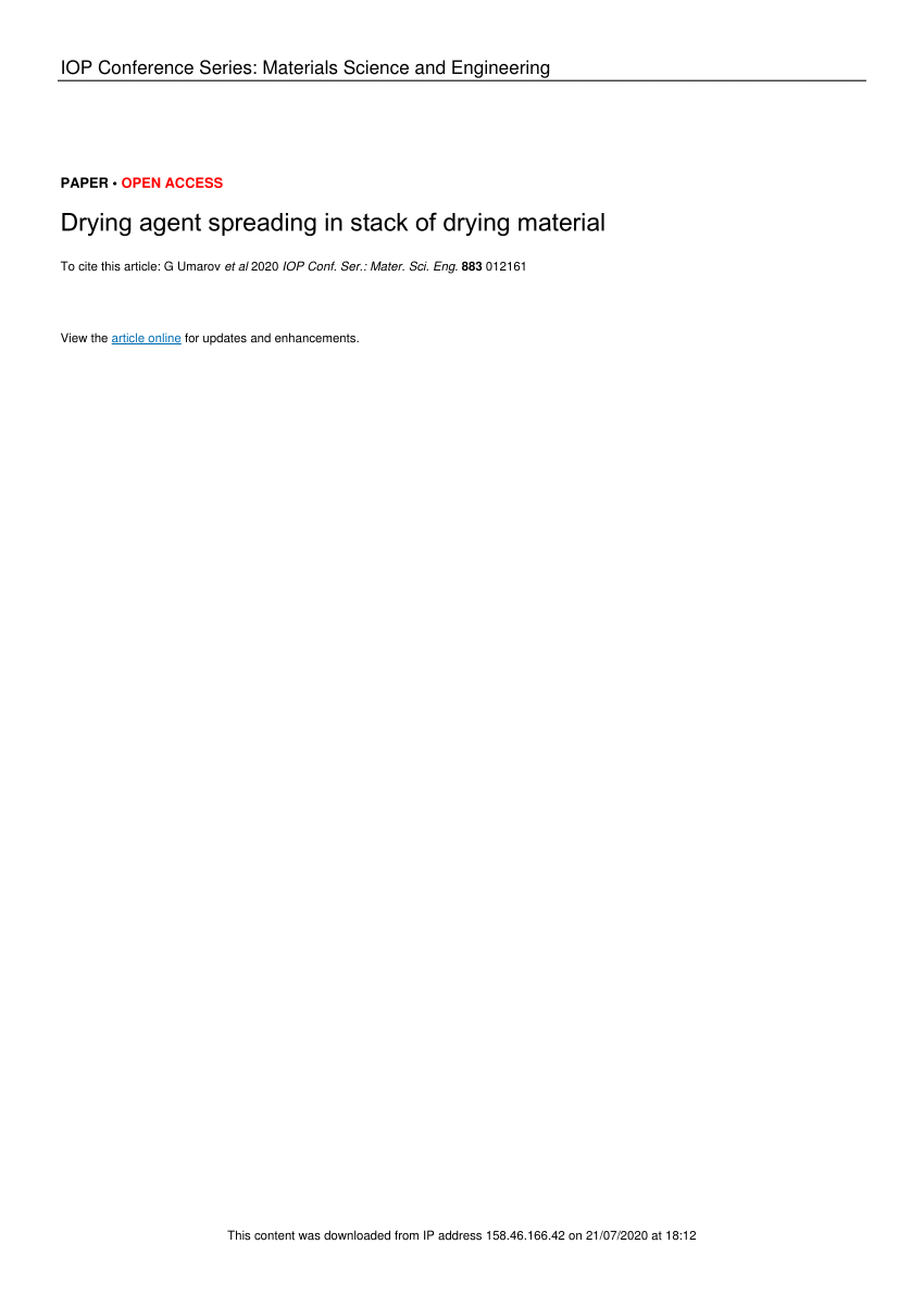 (PDF) Drying agent spreading in stack of drying material