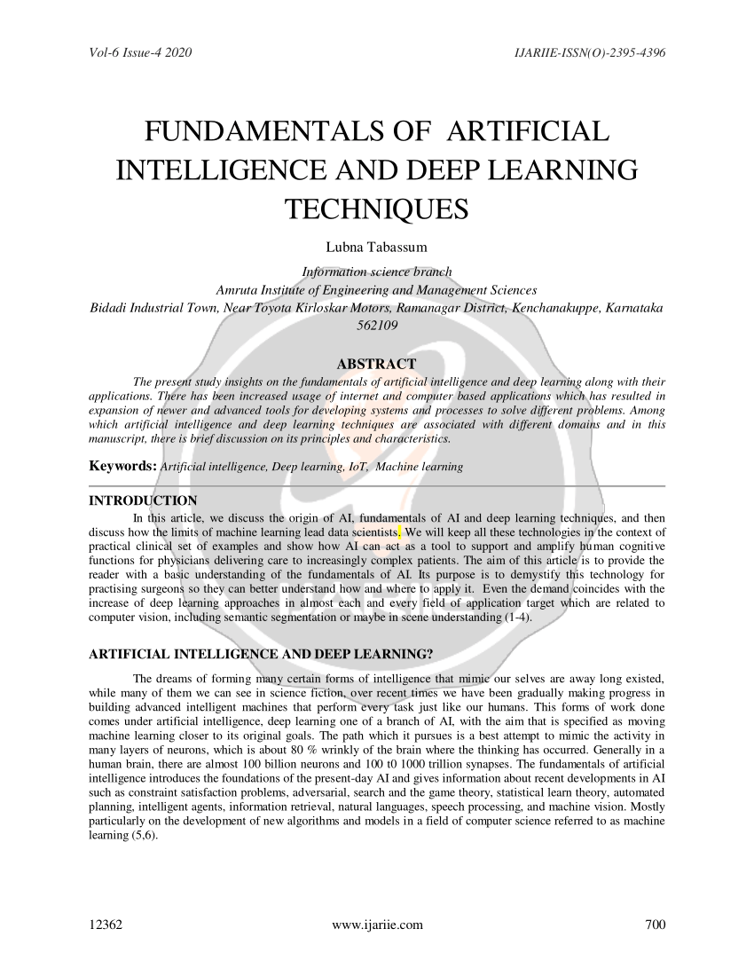 (PDF) FUNDAMENTALS OF ARTIFICIAL INTELLIGENCE AND DEEP