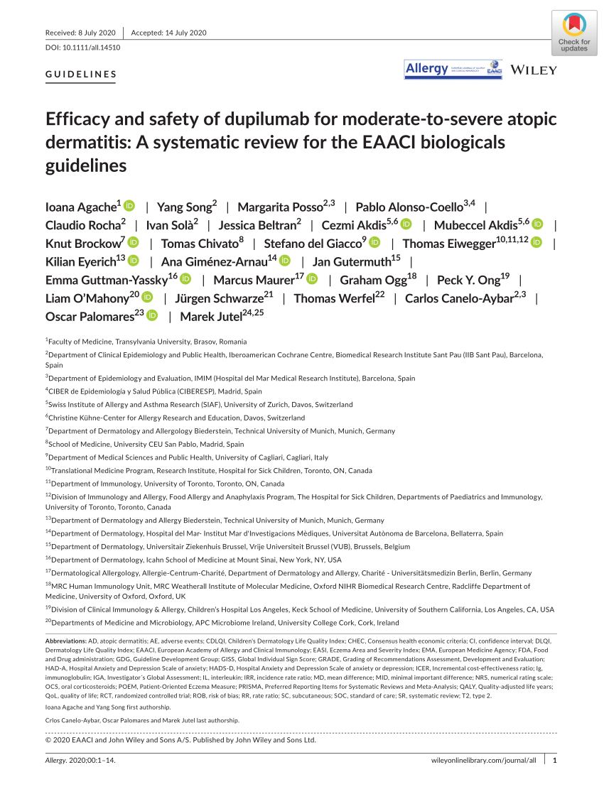 Pdf Efficacy And Safety Of Dupilumab For Moderate‐to‐severe Atopic Dermatitis A Systematic 