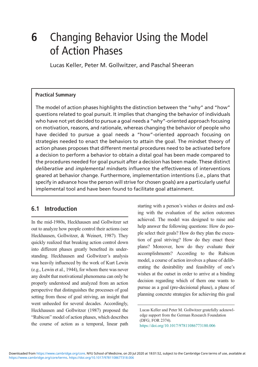 Onverschilligheid Bergbeklimmer Kalmerend PDF) Changing Behavior Using the Model of Action Phases
