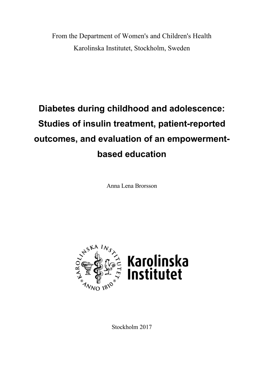 PDF) Diabetes during childhood and adolescence: Studies of insulin 