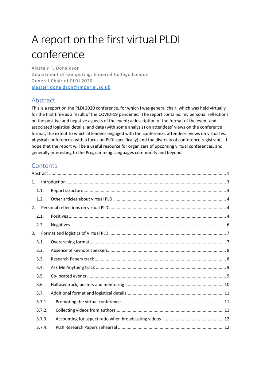 (PDF) A report on the first virtual PLDI conference