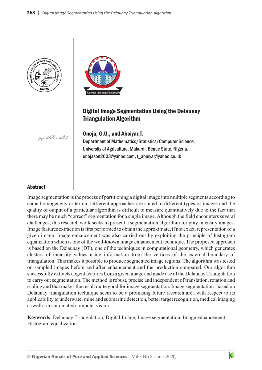 Pdf Digital Image Segmentation Using Delaunay Triangulation Algorithm