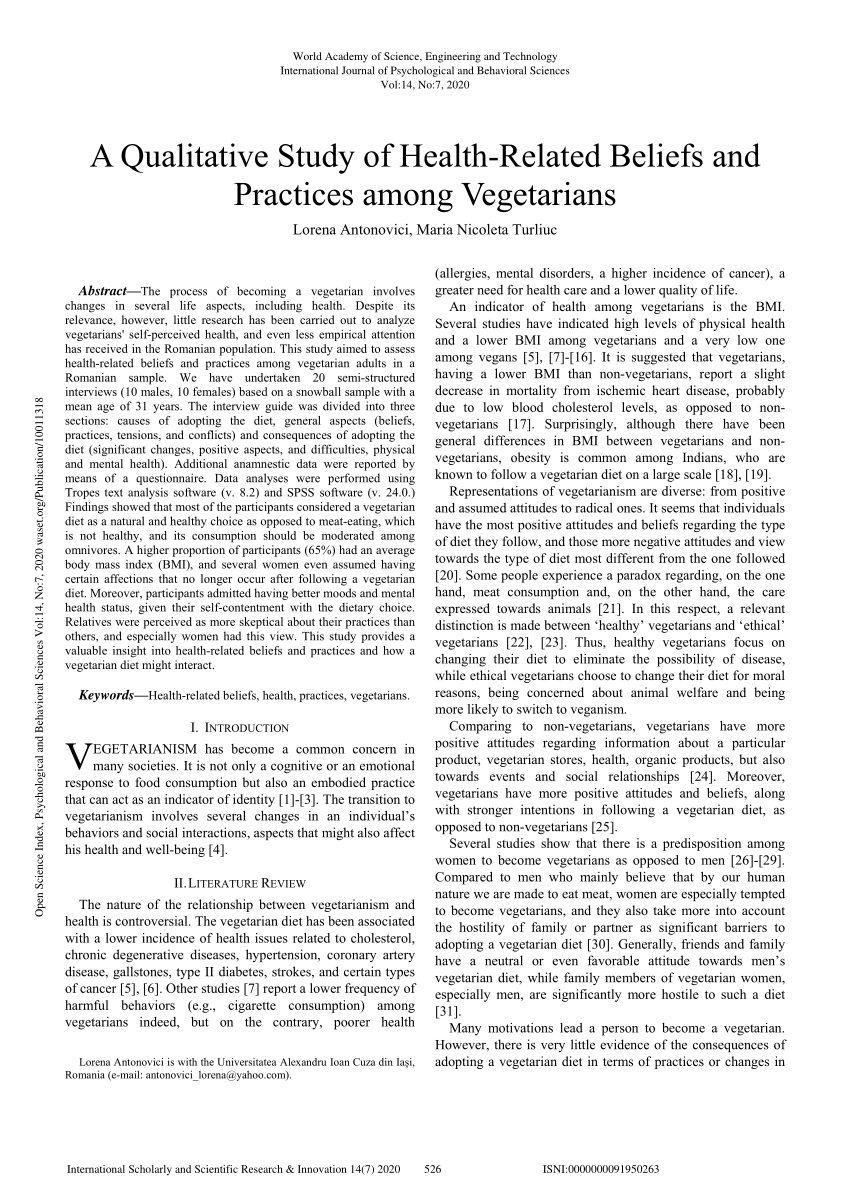 research paper for vegetarian