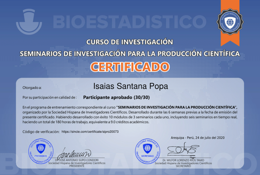 Certificados de Feria Cientifica.