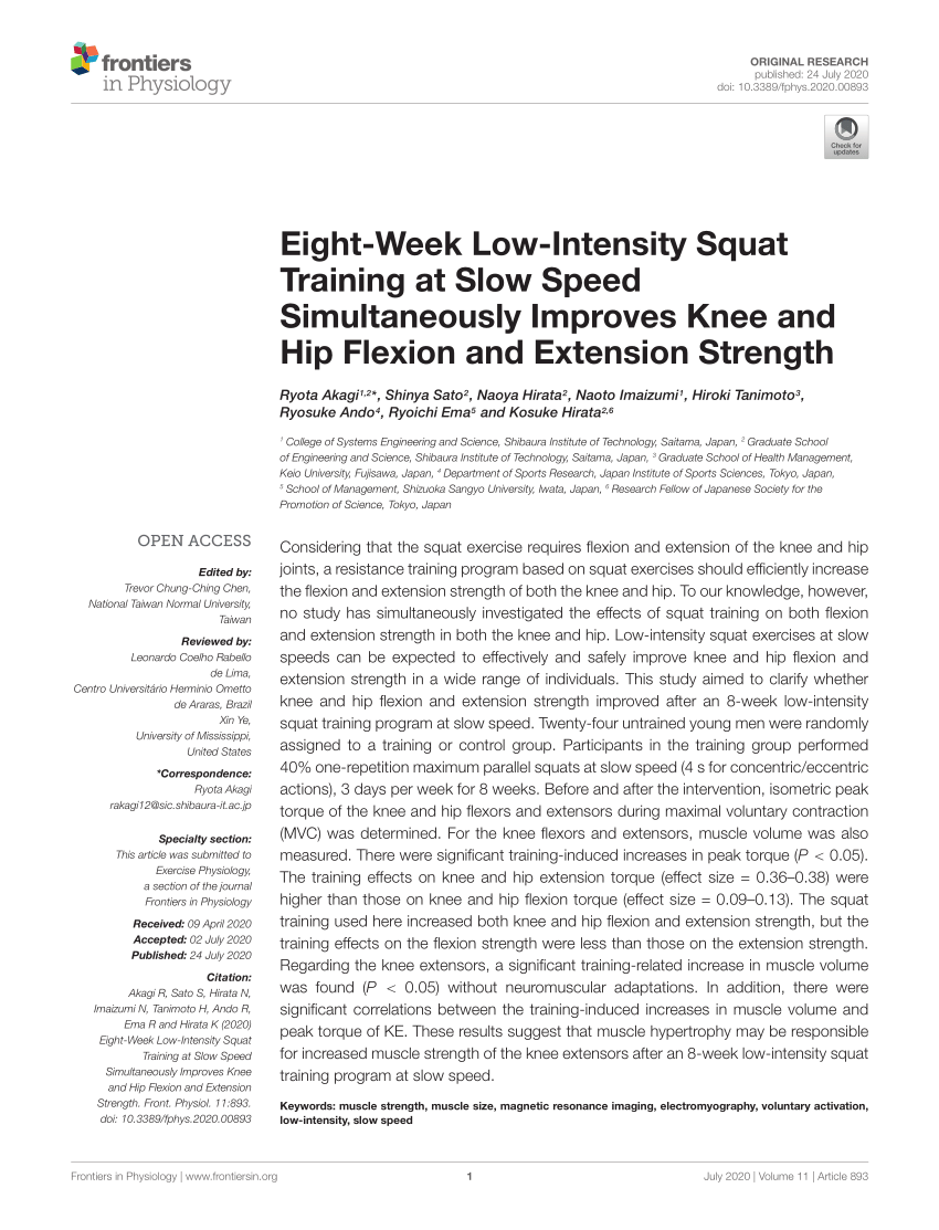 PDF) Eight-Week Low-Intensity Squat Training at Slow Speed Simultaneously  Improves Knee and Hip Flexion and Extension Strength