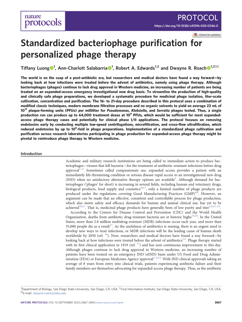 PDF) Standardized bacteriophage purification for personalized ...
