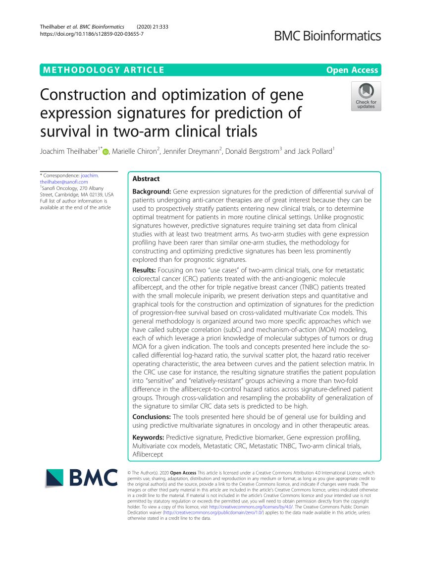 (PDF) Construction and optimization of gene expression signatures 