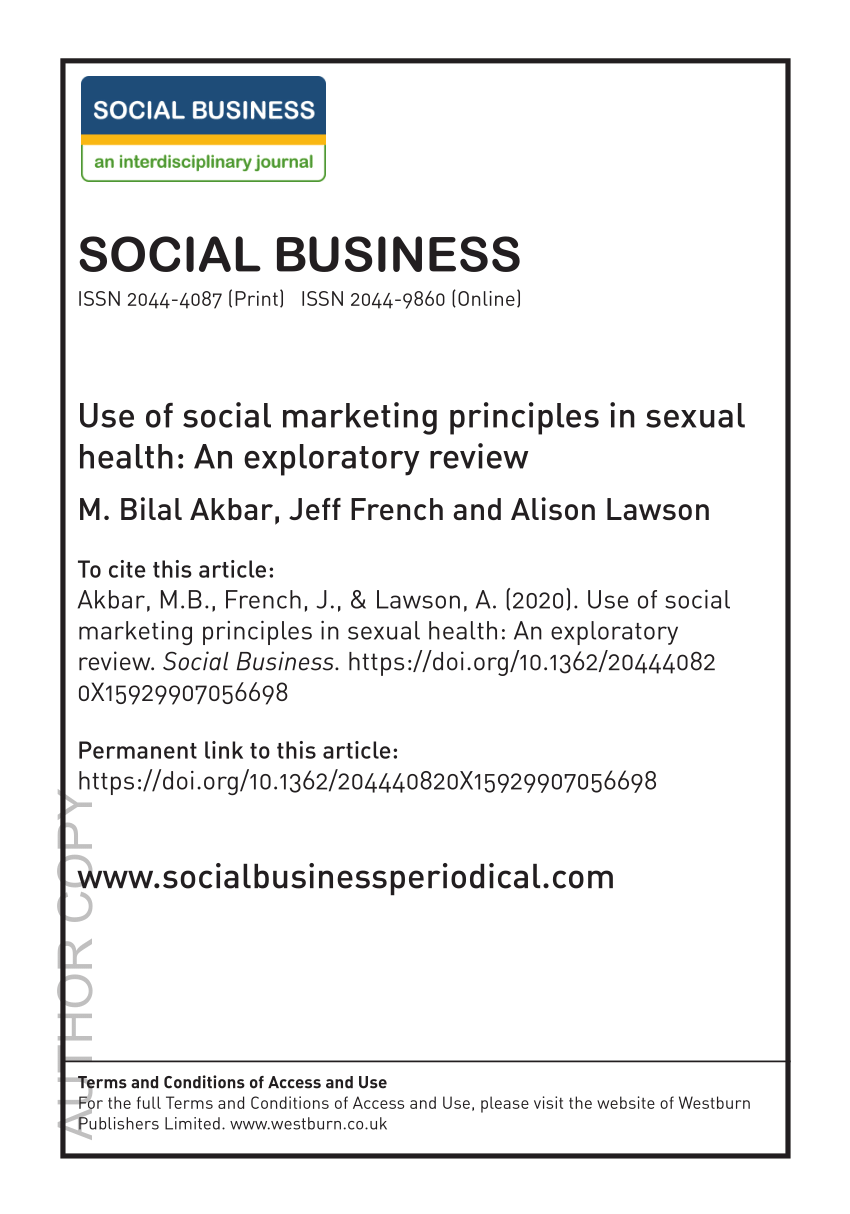 Pdf Use Of Social Marketing Principles In Sexual Health An Exploratory Review 