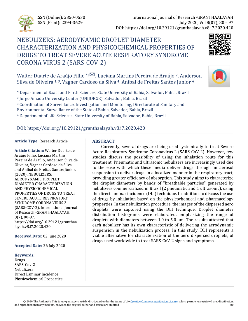 (PDF) NEBULIZERS AERODYNAMIC DROPLET DIAMETER CHARACTERIZATION AND