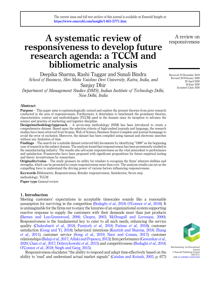 bibliometric analysis and research agenda