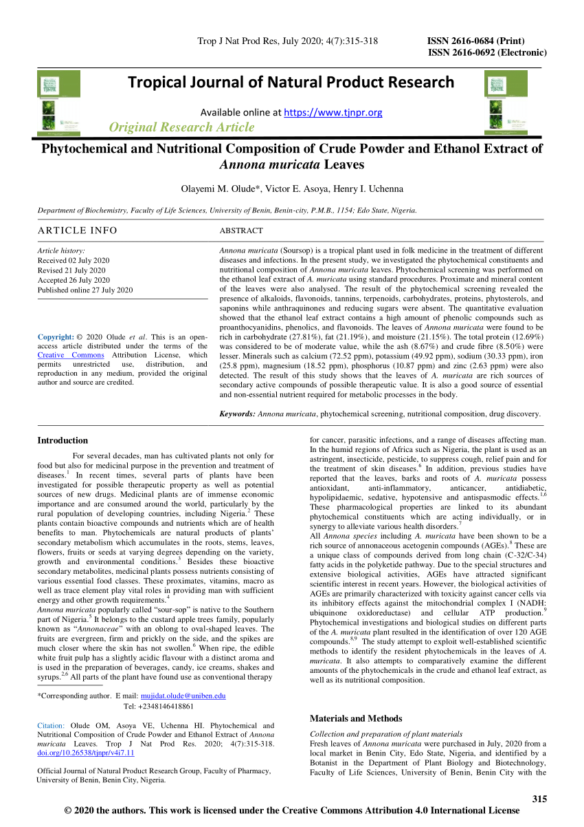 natural product research sample paper