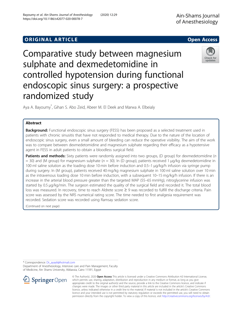 Comparing Labetalol and Nitroglycerine on Inducing Controlled Hypotension  and Intraoperative Blood Loss in Rhinoplasty: A Single-Blinded Clinical  Trial, Anesthesiology and Pain Medicine