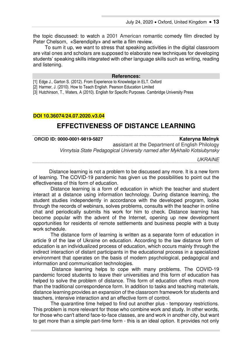 research topic about distance learning