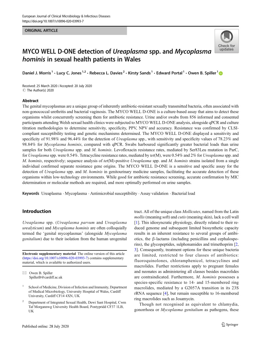 PDF MYCO WELL D ONE detection of Ureaplasma spp. and Mycoplasma