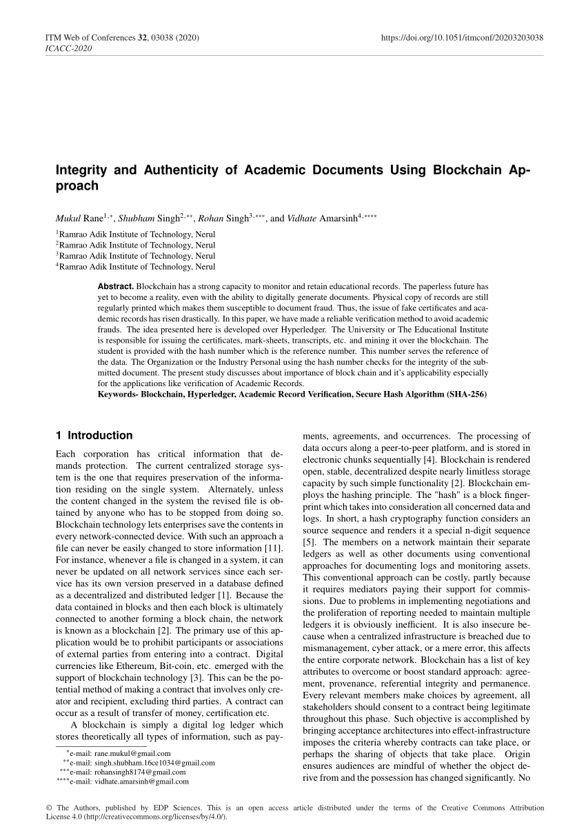 blockchain method academic journal