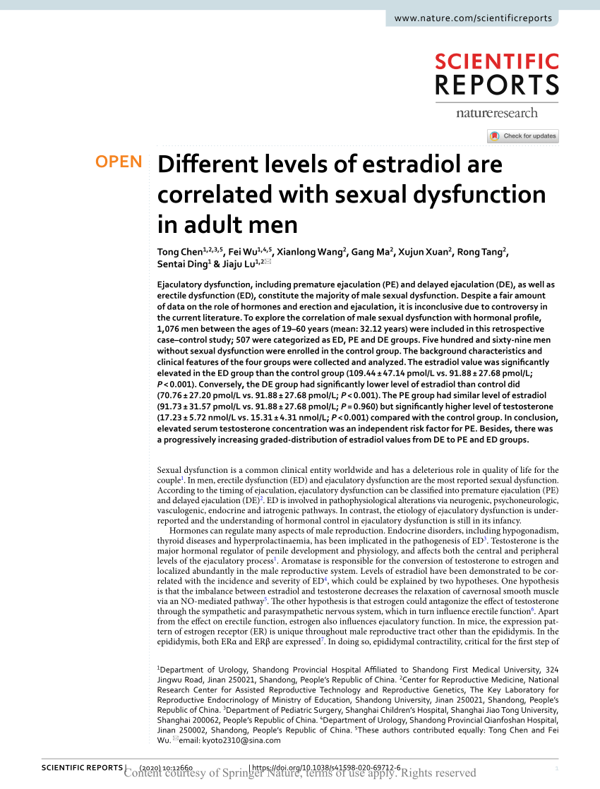 PDF Different levels of estradiol are correlated with sexual