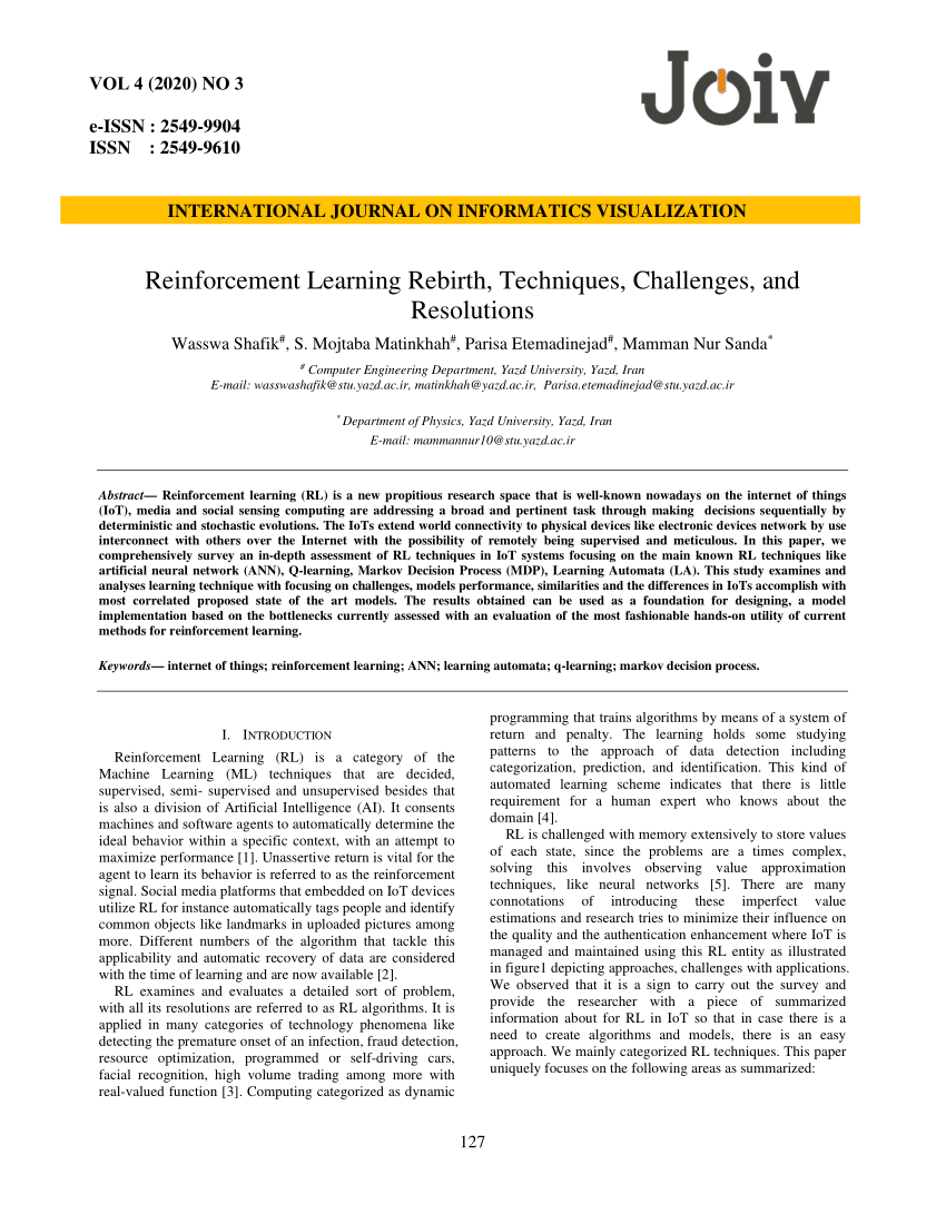 Pdf Reinforcement Learning Rebirth Techniques Challenges And Resolutions