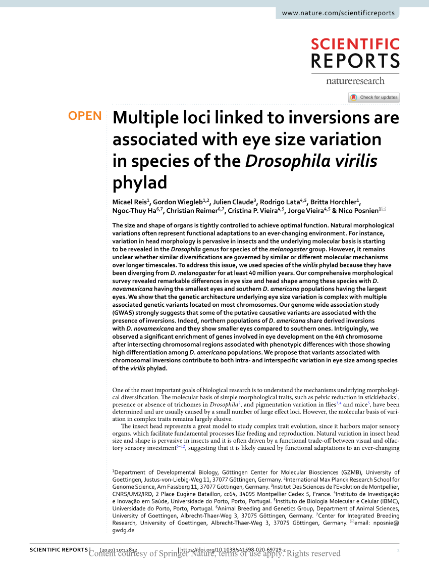 PDF) Multiple loci linked to inversions are associated with eye