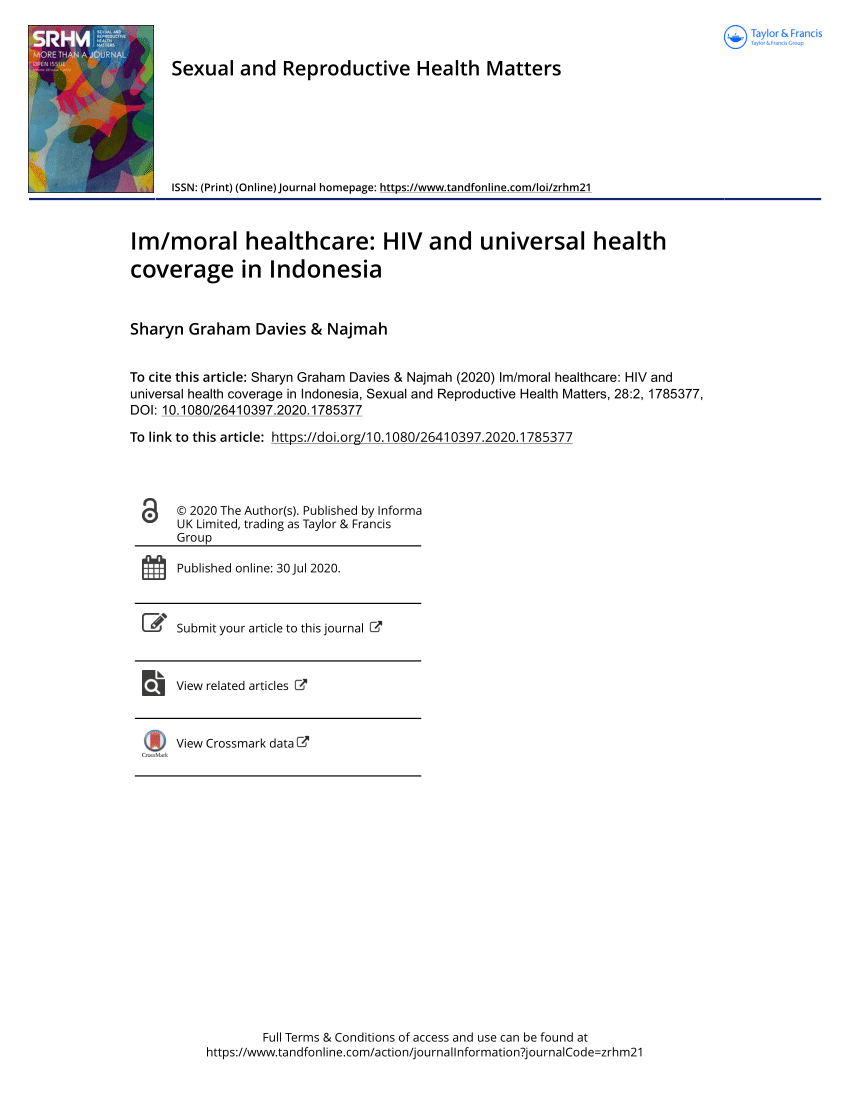 PDF) Im/moral healthcare HIV and universal health coverage in Indonesia image