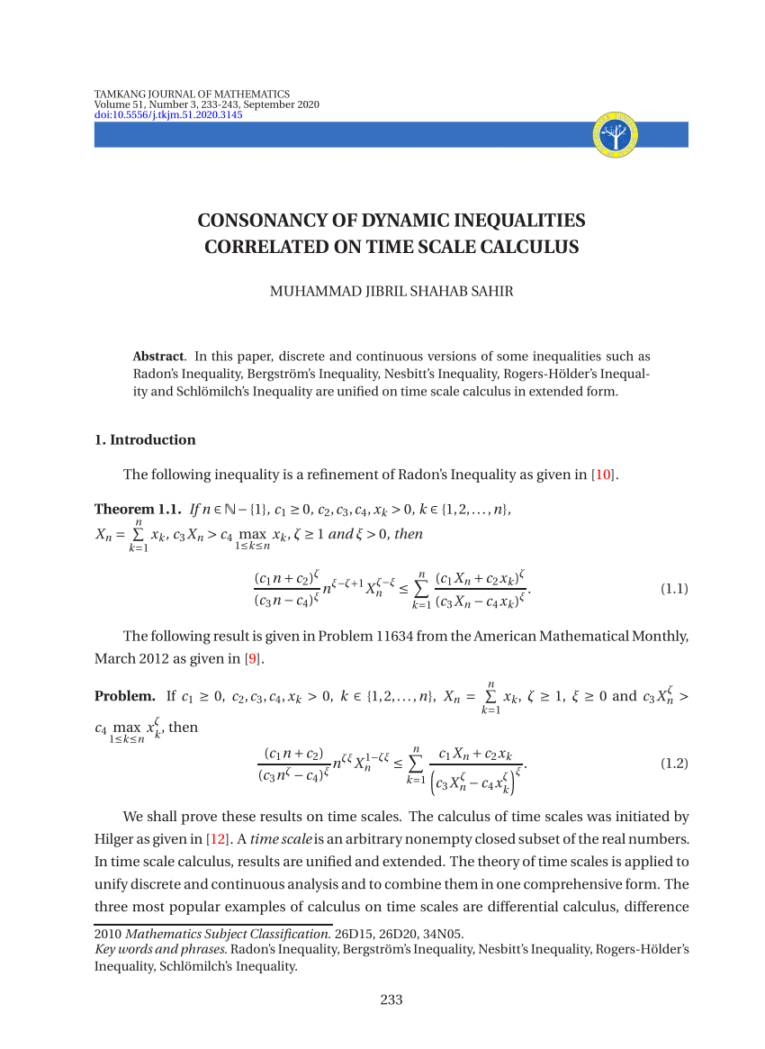 Pdf Consonancy Of Dynamic Inequalities Correlated On Time Scale Calculus