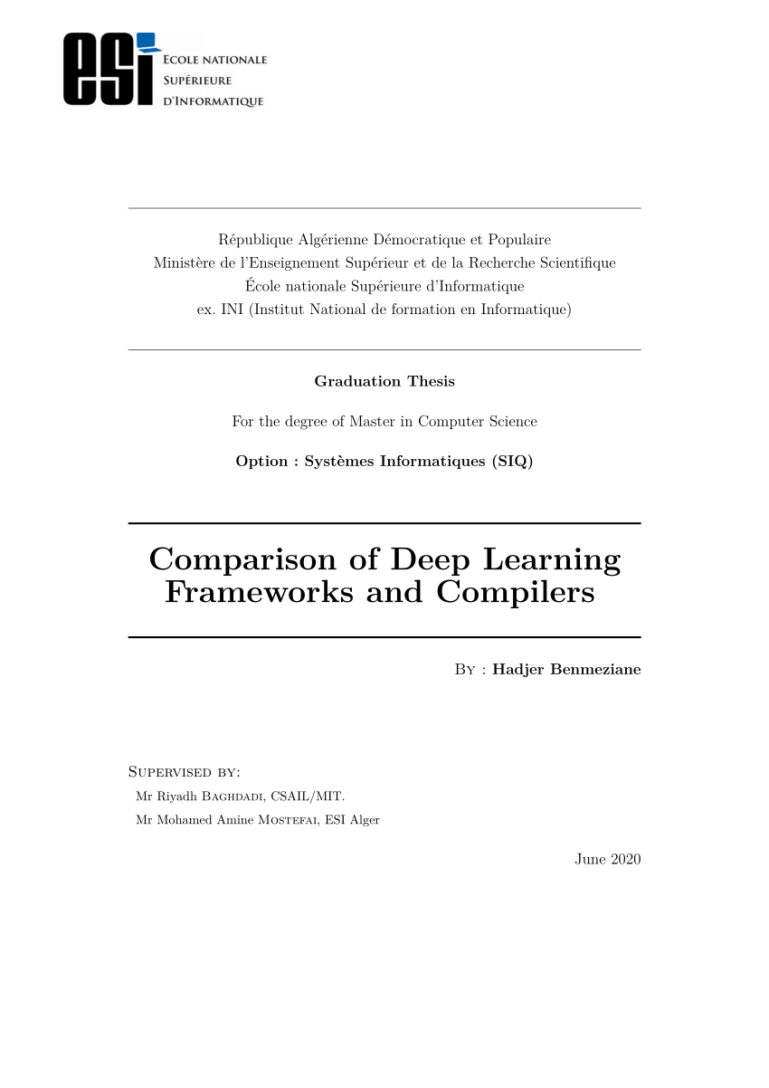 Pdf Master Thesis Comparison Of Deep Learning Frameworks And Compilers