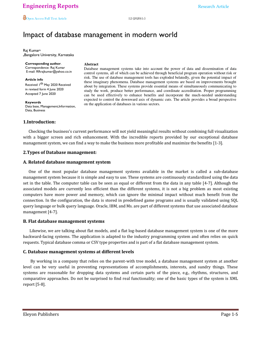 research paper of database