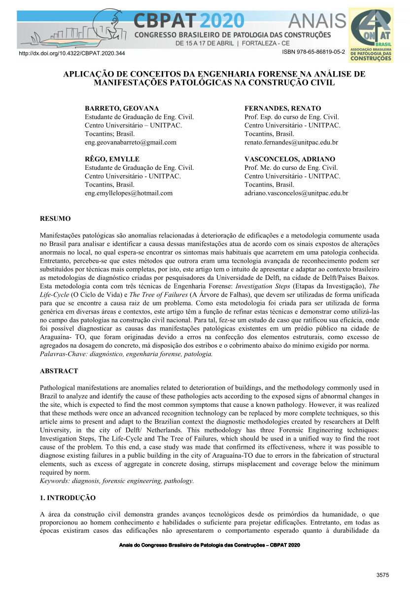 Pdf AplicaÇÃo De Conceitos Da Engenharia Forense Na AnÁlise De ManifestaÇÕes PatolÓgicas Na 3211