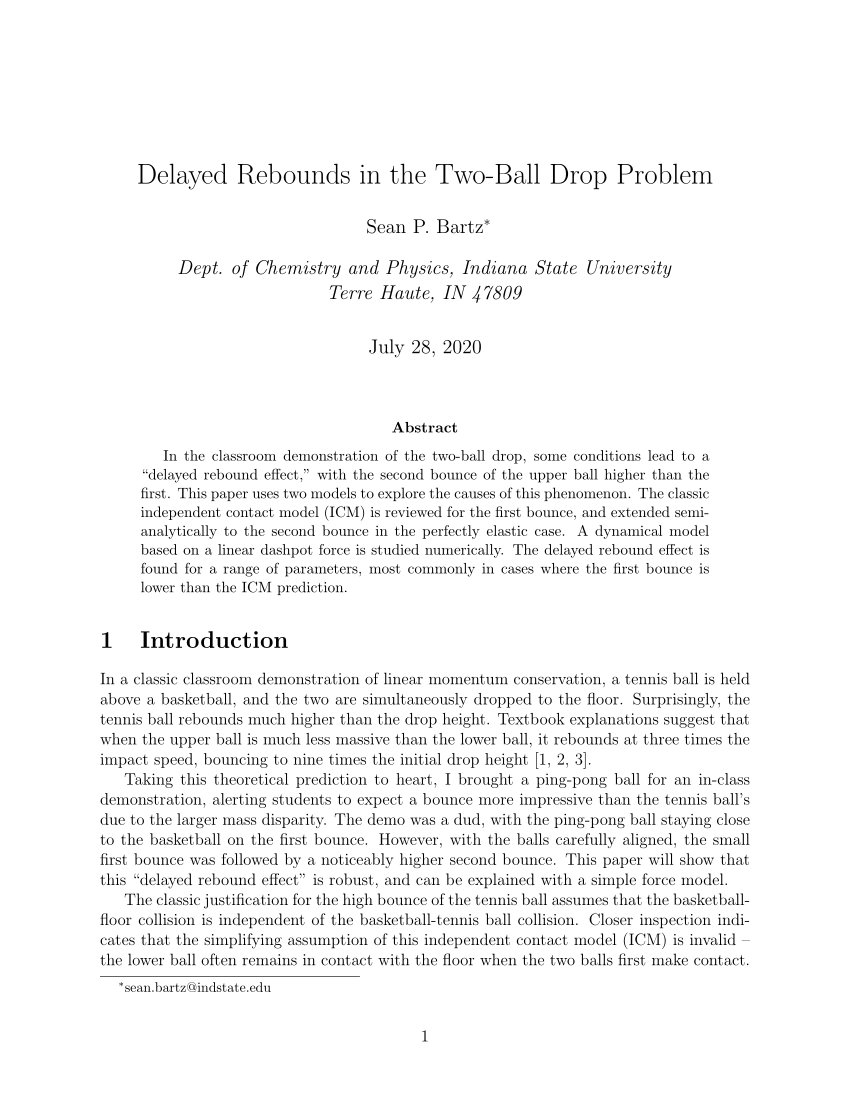 PDF Delayed Rebounds in the Two Ball Bounce Problem