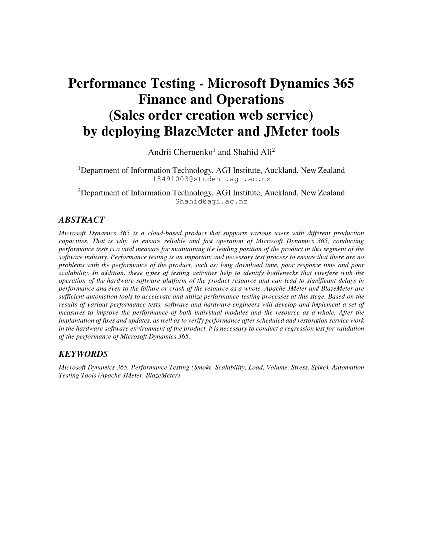 Pdf Book Title Performance Testing Microsoft Dynamics 365 Finance And Operations For Sales Order Creation Web Service By Deploying Blazemeter And Jmeter