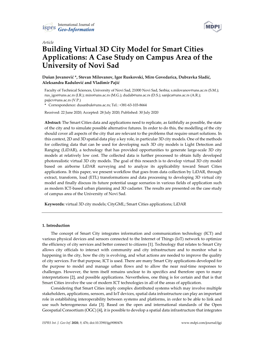 Pdf Building Virtual 3d City Model For Smart Cities Applications A Case Study On Campus Area Of The University Of Novi Sad