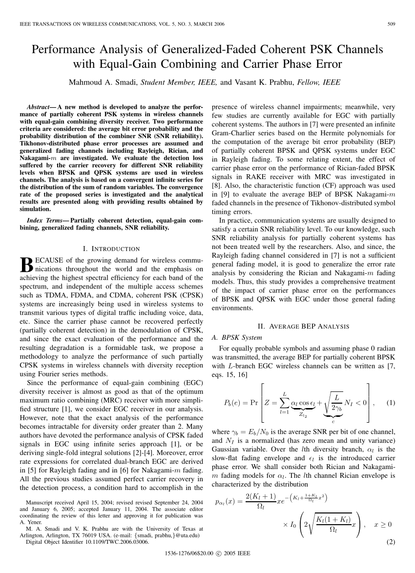 (PDF) Performance analysis of generalized-faded coherent PSK channels Sns-Brigh10