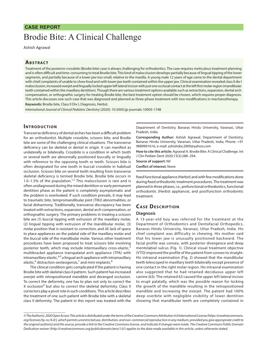 PDF Brodie Bite A Clinical Challenge