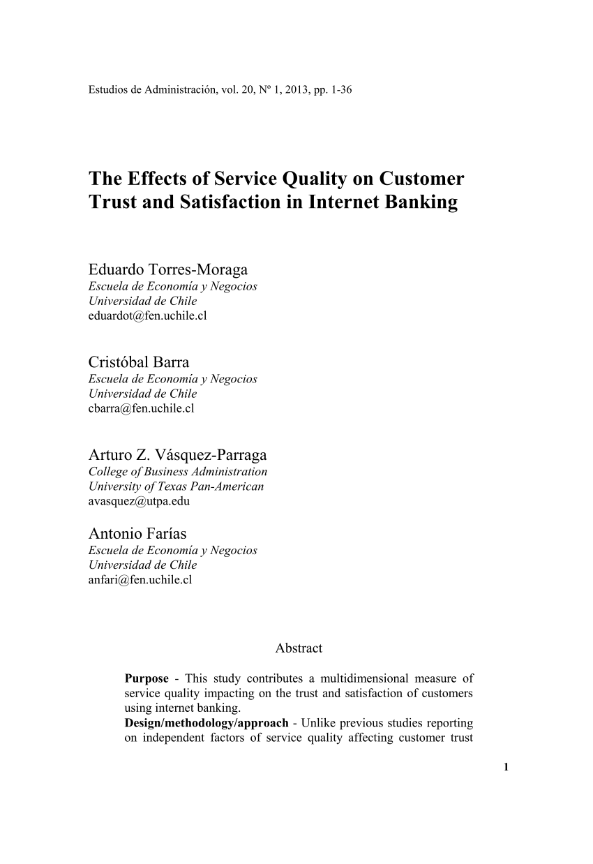Pdf The Effects Of Service Quality On Customer Trust And Satisfaction In Internet Banking 0383