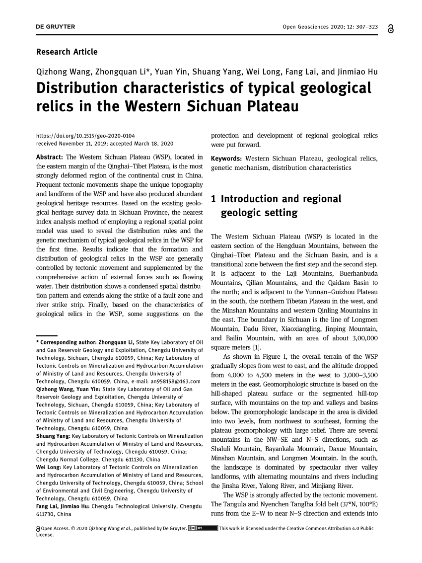 PDF) Distribution characteristics of typical geological relics in 