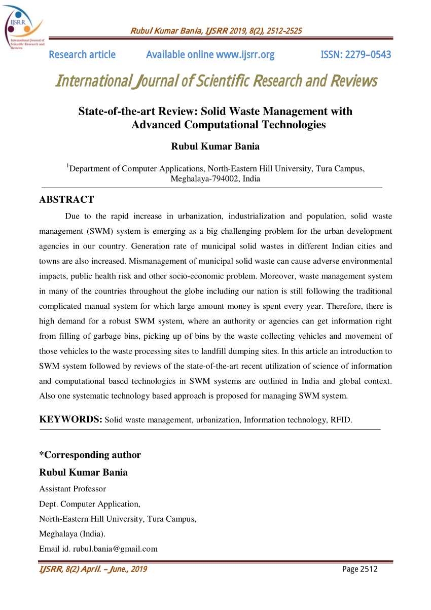 healthcare waste management a state of the art literature review