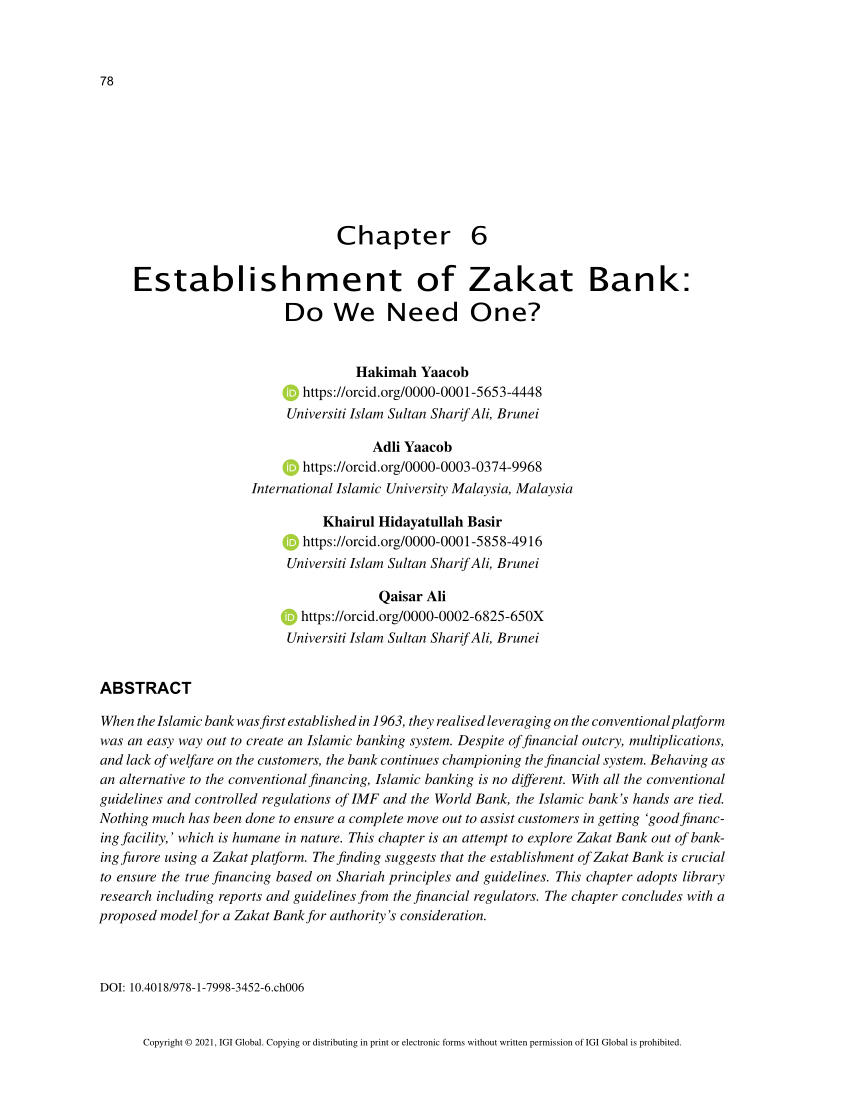 Pdf Establishment Of Zakat Bank Do We Need One