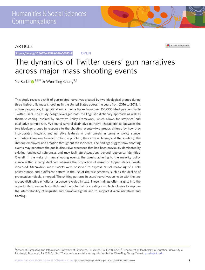 Pdf The Dynamics Of Twitter Users Gun Narratives Across Major Mass Shooting Events