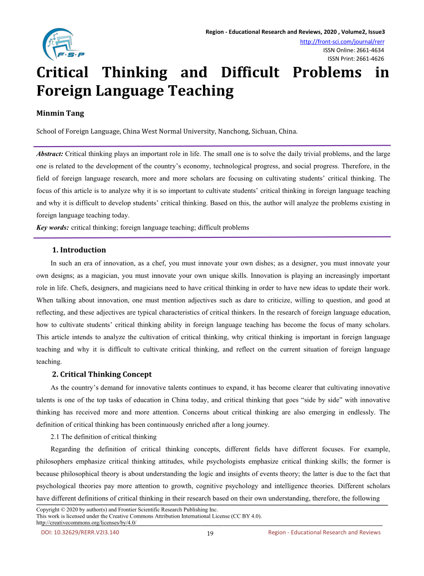critical thinking foreign language