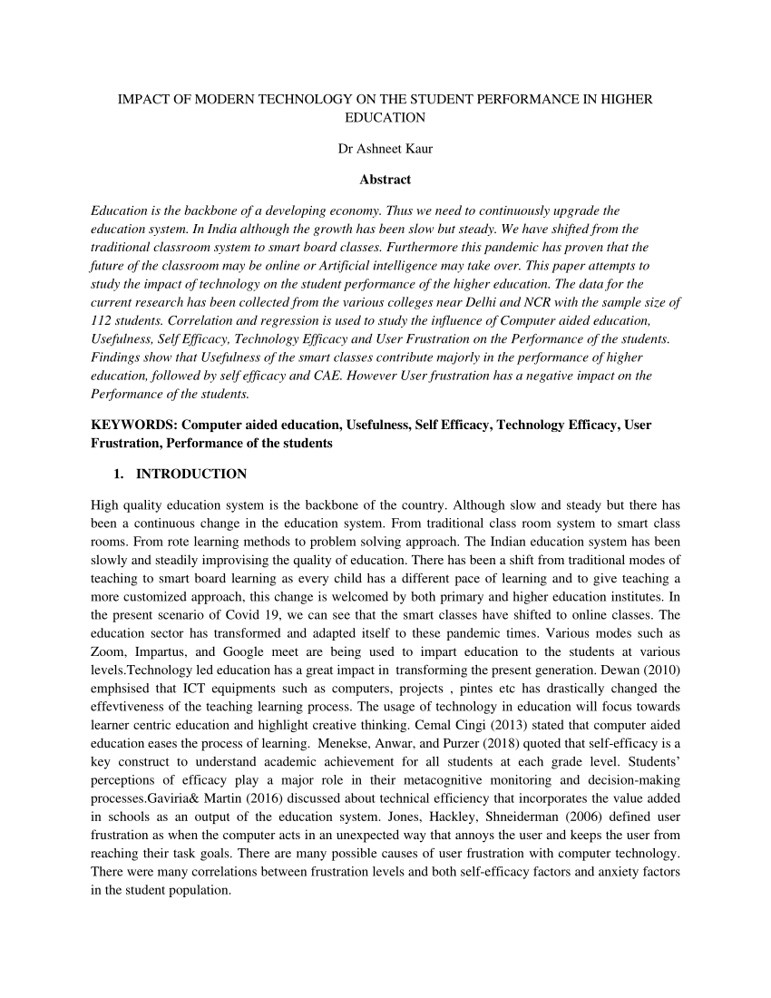 research paper about effects of technology to students