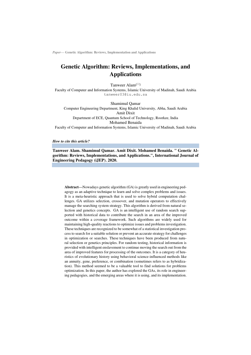 genetic algorithm research paper