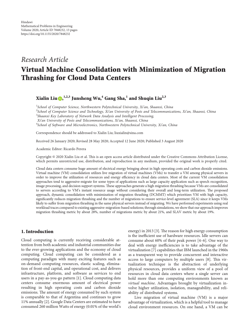 PDF] Managing Overloaded Hosts for Dynamic Consolidation of Virtual  Machines in Cloud Data Centers under Quality of Service Constraints